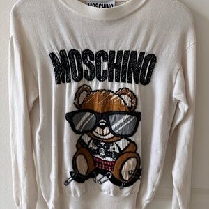 Moschino Cream Sweatshirt with Black Teddy Graphic